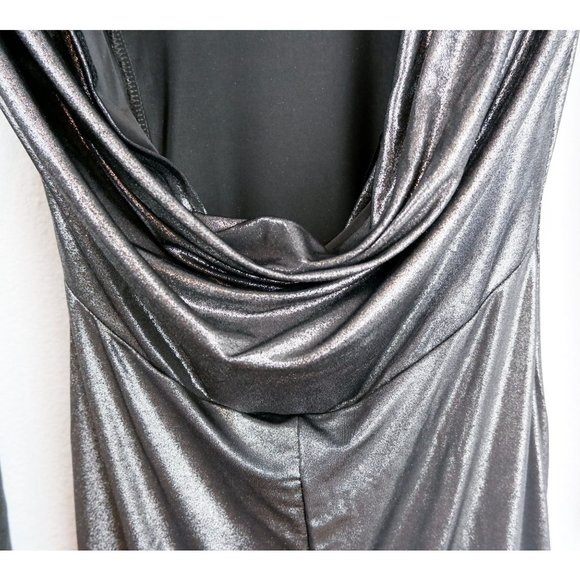 NEW Boohoo Grace Metallic Cowl Back Long Sleeve Maxi Dress, size 6 - Picture 9 of 16
